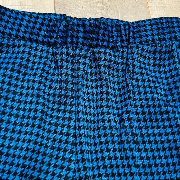 Vtg 60s 70s Houndstooth Blue Black Houndstooth Knit High Waist Stretch Pant M - Picture 3 of 13